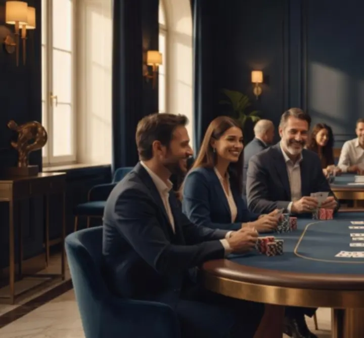 Elegáns, társasági offline pókerest hangulatos fényekkel